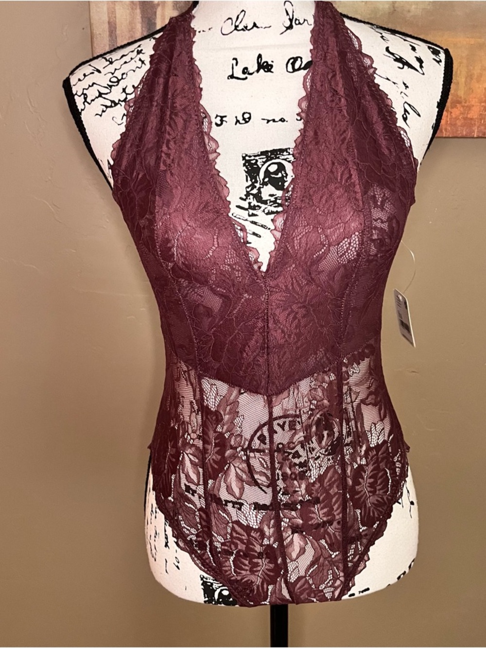 NWT Free People Intimately Lace Halter Body Suit